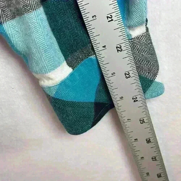 Ocean Current Shirt Black/White/Aqua Young Men’s Large Soft Plaid Flannel Casual - Picture 8 of 8